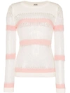 Miu Miu Loose Knit Striped Jumper In White