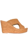 CARRIE FORBES LINA 40MM RAFFIA WEDGE SANDALS