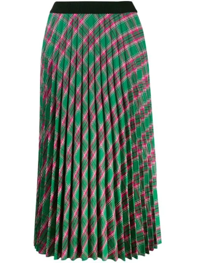 Moncler Pleated Check Nylon Skirt In Multi