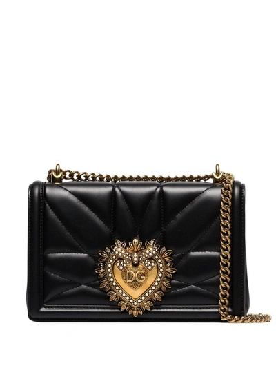 Dolce & Gabbana Medium Devotion Quilted Crossbody Bag In Black