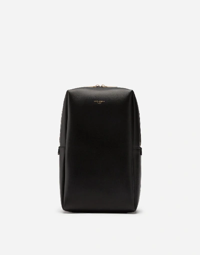 Dolce & Gabbana Calfskin Monreale Belt Bag With Heat-stamped Logo In Black