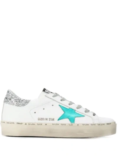 Golden Goose Hi-star Trainers In G5 White Silver-green