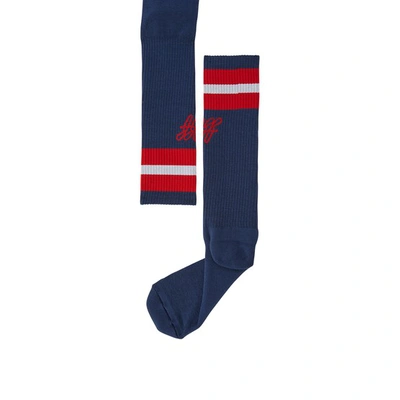 Off-white College High Socks In Blue Red