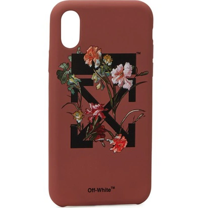 Off-white Arrows Floral Print Iphone Xs Max Case In Bordeaux