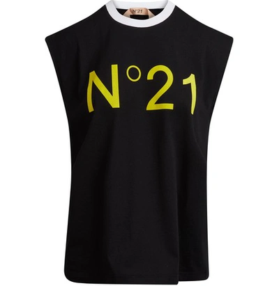 N°21 Nº21 对比logo T恤 - 黑色 In Black