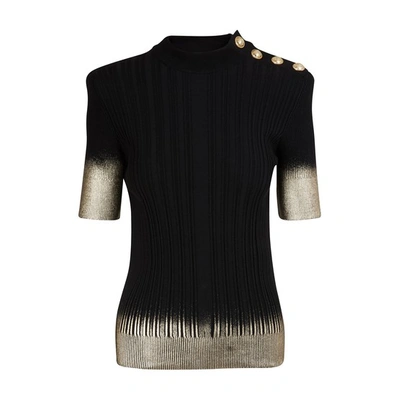 Balmain Wool And Cashmere Jumper In Ead Noir/or