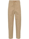 Gucci Gg Cotton Blend Canvas Jogging Pants In Neutrals