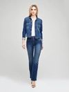 L Agence Janelle Slim-fit Distressed Denim Jacket In Meridian