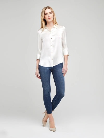 L'agence Dani Silk Charmeuse Blouse In Ivory