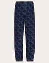 VALENTINO VALENTINO UOMO JOGGING BOTTOMS IN DENIM JACQUARD WITH VLTN GRID