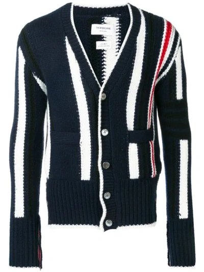 Thom Browne 4-bar Repp Stripe Cardigan In Blue