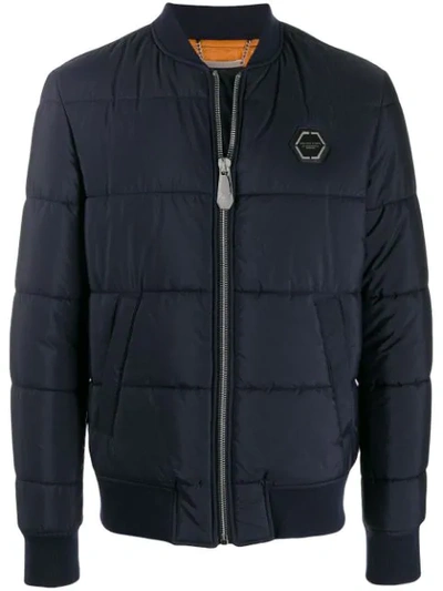 Philipp Plein Padded Bomber Jacket In Blue