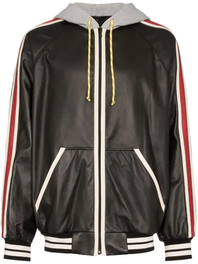 Gucci Logo-print Hooded Bomber Jacket In 1152 Black