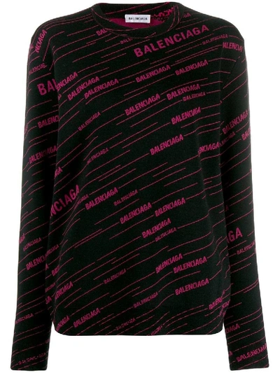 Balenciaga Black Women's Knitted Logo Jumper
