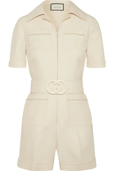 Gucci Belted Wool And Silk-blend Cady Playsuit