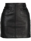 SAINT LAURENT Fitted Leather Mini Skirt,576650 Y5RD2