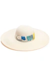 EUGENIA KIM BUNNY PRINTED FAILLE-TRIMMED WOVEN STRAW SUNHAT,3074457345620736518