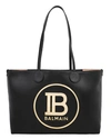 BALMAIN Logo Leather Shopping Tote,060037084787