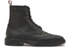 Thom Browne Black Classic Wingtip Rubber Sole Boots In Black