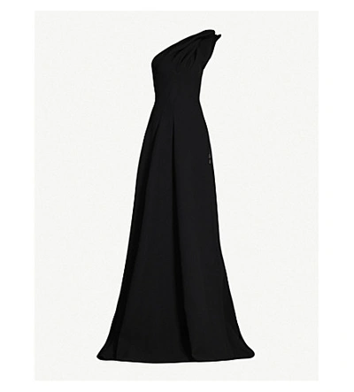 Maticevski Accompany Asymmetric Floor-length Crepe Gown In Black