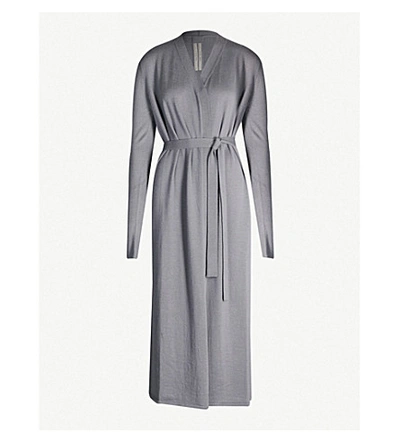 Rick Owens Cashmere-knit Dressing Gown In Blu