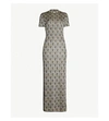 PACO RABANNE GEOMETRIC-PATTERN METALLIC-JACQUARD MAXI DRESS