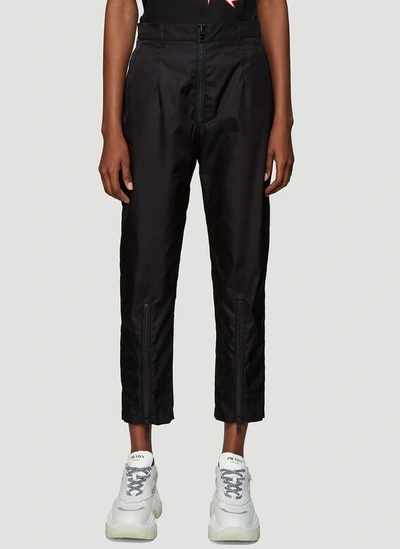 Prada Nylon Gabardine Trousers In Black