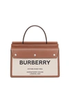 BURBERRY LOGO CANVAS & LEATHER TOTE BAG,PROD221690199
