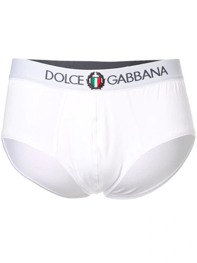 Dolce & Gabbana Elastic Waist Logo Briefs In White