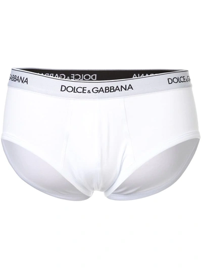 Dolce & Gabbana Brande Bi-pack Stretch Cotton Briefs In White