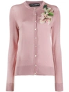DOLCE & GABBANA CARDIGAN WITH FLOWER EMBROIDERY