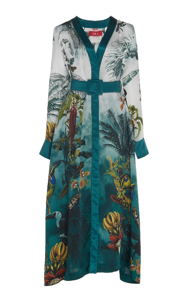 F.r.s For Restless Sleepers Clizio Printed Silk Midi Dress In Green ...