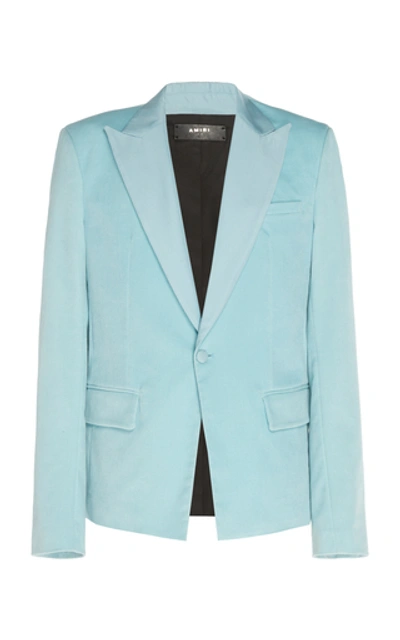 Amiri Metallic Deep V-neck Blazer Jacket In Blue