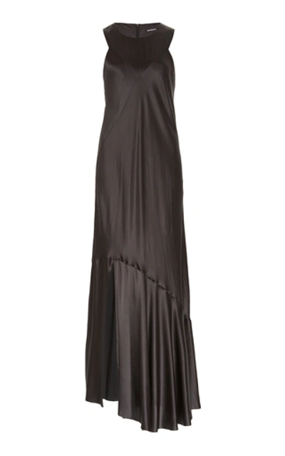 Ann Demeulemeester Asymmetrial Silk-satin Dress In Black