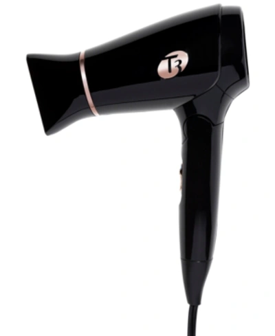 T3 Featherweight Compact Folding Hair Dryer With Dual Voltage Black In Black/rose Gold