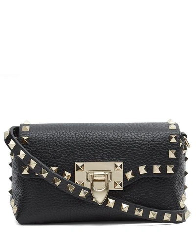 Valentino Garavani Mini Leather Rockstud Cross-body Bag In Nero