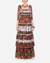 DOLCE & GABBANA LONG PORTOFINO-PRINT CHIFFON DRESS