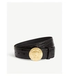 VERSACE MEDUSA HEAD BUCKLE CROC-EMBOSSED LEATHER BELT