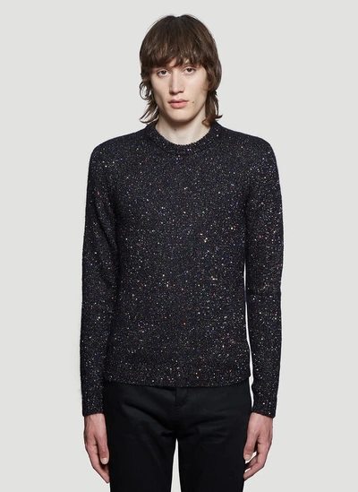 Saint Laurent Sequin Knit Sweater In Black