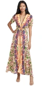 Saloni Lea Floral-print Silk Crepe De Chine Maxi Dress In Champagne Berries