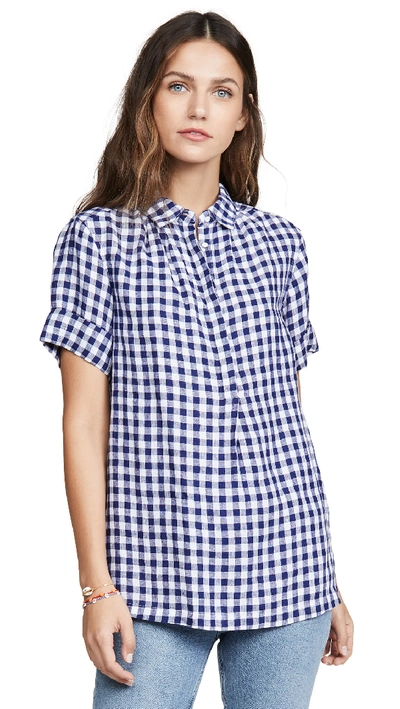 Ayr The Burst Button Down In Blue/white Gingham