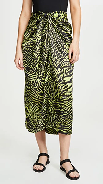 Ganni Animal Print Skirt - 绿色 In Lime Tiger