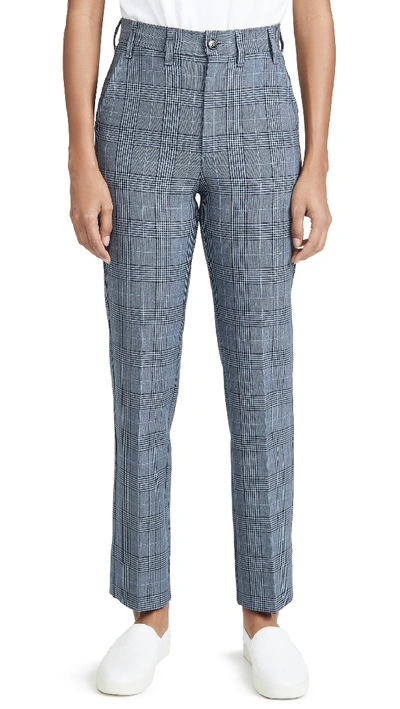 Ganni Plaid Suiting Pants In Azzurro