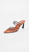 Reike Nen Black 5 Strings Pointed Sandals In Black/rose Pink