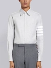 Thom Browne Straight Fit 4-bar Solid Stripe Shirt Grey In Grey