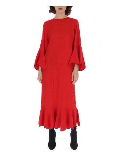 Valentino Silk Georgette Midi Dress In Red