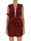 SAINT LAURENT SAINT LAURENT ZEBRA PRINT DRAPED DRESS