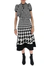 ALEXANDER MCQUEEN ALEXANDER MCQUEEN HOUNDSTOOTH FLARED MIDI DRESS