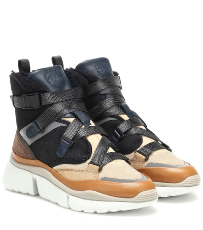 Chloé Sonnie High-top Sneakers - 蓝色 In Blue,brown,grey