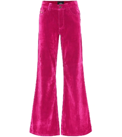 Marc Jacobs High-rise Flared Velveteen Jeans In Pink